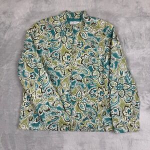Floral Butterfly Paisley Quilted Full Zip Front Cotton Jacket 14P Grannycore